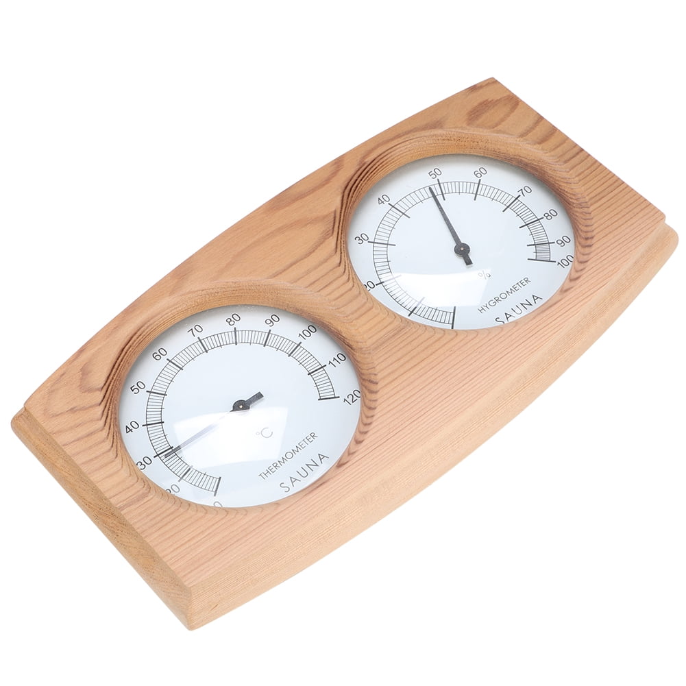 BIMZUC 2-In-1 Cedar Wood Analog Thermo-Hygrometer for Sauna and Steam Room, 9.4 x 5.1 inches