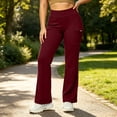 thumbnail image 4 of MMJ Plus Size Cargo Pants for Women Flare Leg High Waist Fleece Lined with Pockets Stretch Casual Trousers Full Length Comfortable Warm Outdoor Hiking Travel, 4 of 8