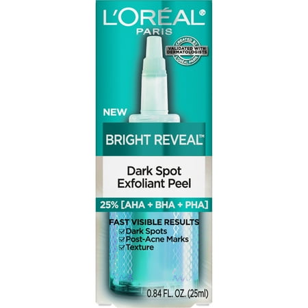 L'Oreal Paris Bright Reveal Dark Spot Exfoliant Peel Facial Treatment, 0.85 fl oz