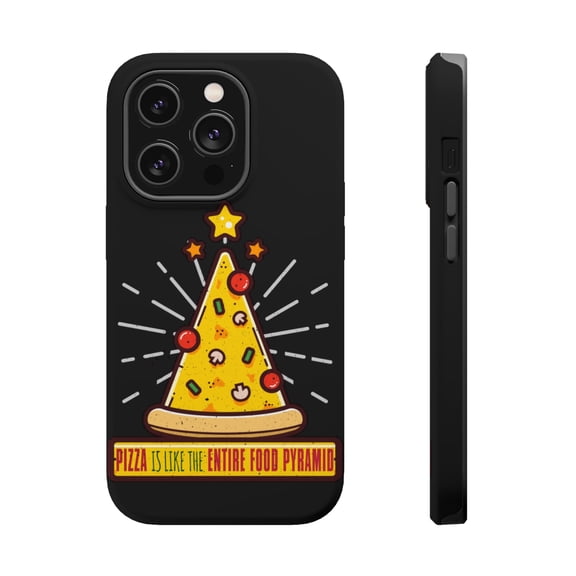 DistinctInk Tough Case for Apple iPhone 15 PRO (6.1" Screen), Compatible with MagSafe Charging - Pizza Entire Food Pyramid