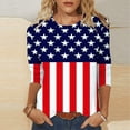 thumbnail image 2 of LYEAA American Shirts for Women 4th of July Tees Patriotic Anniversary Red White Blue T Shirts Independence Day 3/4 Sleeve Tops, 2 of 5