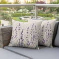 thumbnail image 4 of Spring Flower Pillow Covers 2 Pack Vintage Purple Lavender Linen Texture Pillowcase Waterproof Outdoor Throw Pillow Cover for Patio Garden Square Cushion 24”x24”, 4 of 9