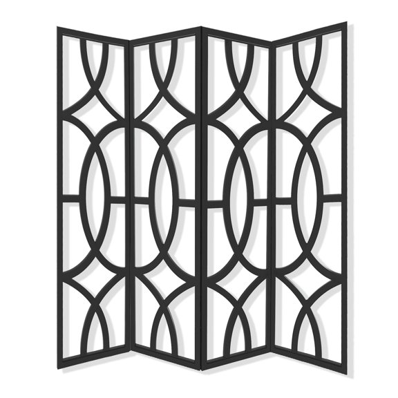 84" x 2" x 84" Black Wood 4 Panel  Screen