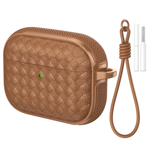 Dteck for AirPods Pro 3rd Gen Case, Woven Series Earbuds Protective Case, Full Drop Protection Cover with Lanyard and Cleaning Kit,Brown