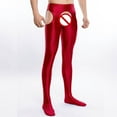 thumbnail image 5 of Somuwie Clearance Men Sexy Solid Silky Four Hollowed Out Open Rompers Leggings Underwear, 5 of 5