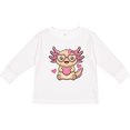 thumbnail image 3 of Inktastic Valentine Axolotl Pink Heart Girls Long Sleeve Toddler T-Shirt, 3 of 5