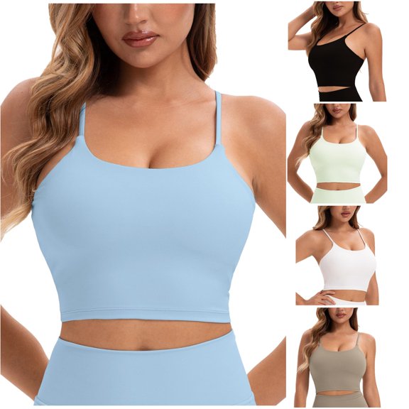 HNMKIU Ladies Fashionable Casual Back Gathered Small Chest Camisole Yoga Vest Sports Bra