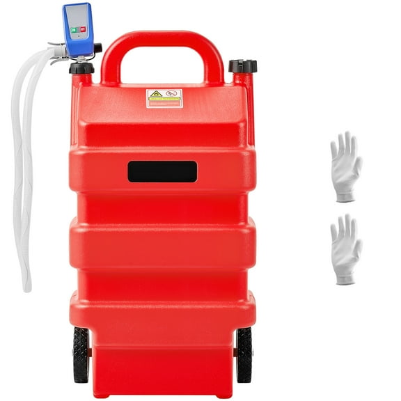 KFFKFF Fuel Carrier, 16-Gallon Capacity, Mobile Fuel Container with 12V DC 2.5 GPM Electric Fuel Circulation Pump, 4 ft Dispensing Hose & Auto-Halt Sensor Nozzle, Tank Connectors