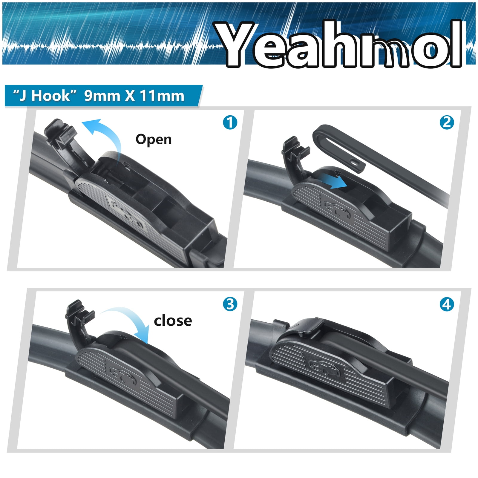 Yeahmol Fit For Toyota C-HR 2018, 26"+16"+14"+12" replacement for Windshield Wiper Blades and Rear Wiper with Arm Y24J4V6S