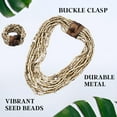 thumbnail image 3 of Handmade Seed Bead Necklace & Bracelet Set - Beige Boho Jewelry for Women - Layered Multi Strand Beaded Statement Jewelry w/ Wooden Clasp - Necklace  18" - Strechable Bracelet Christmas Gifts, 3 of 10