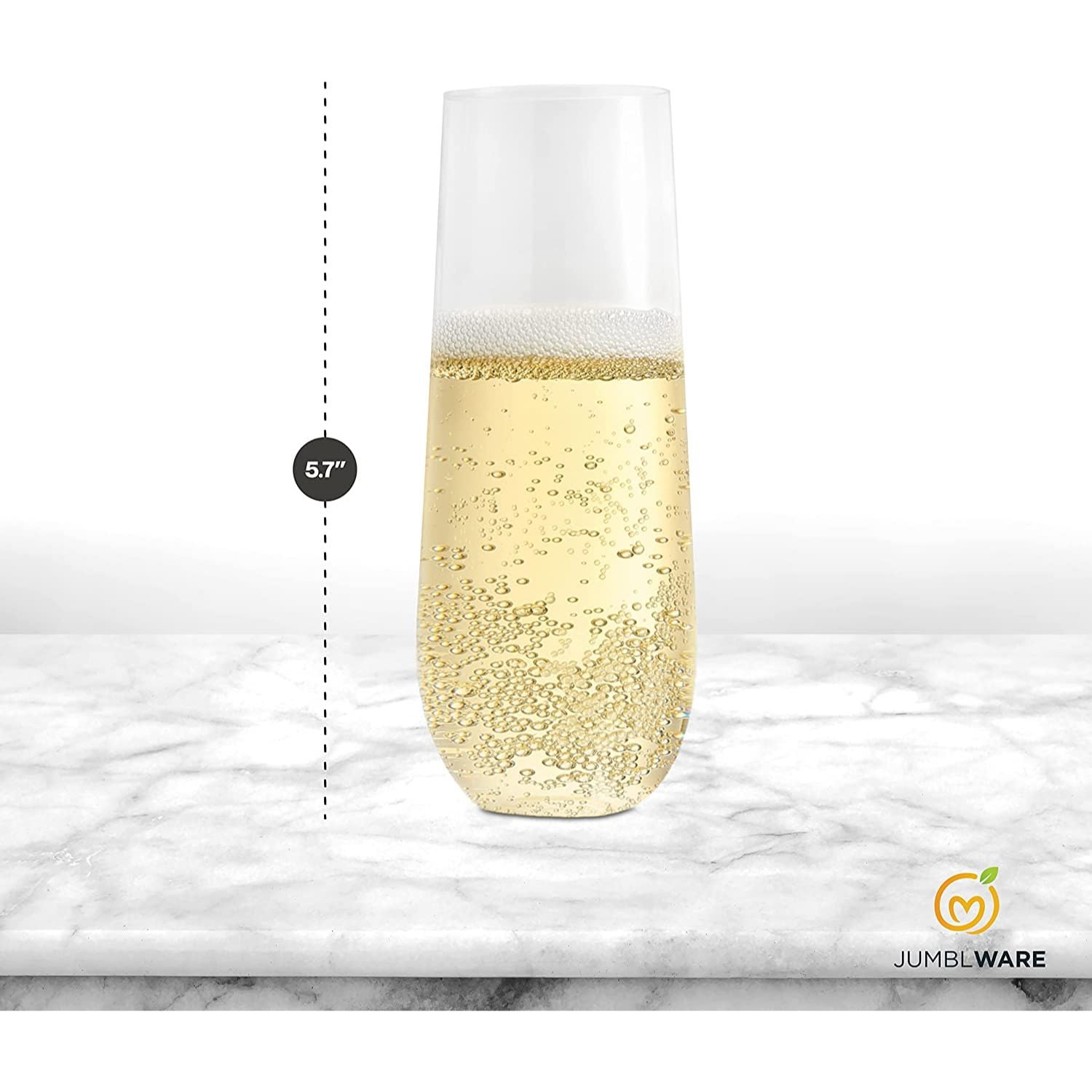 JumblWare 24 Pack Stemless Disposable Plastic Champagne Flutes 9 oz Recyclable Durable
