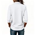 thumbnail image 4 of WULMLEO Women's 3/4 Sleeve Polo Shirts - Classic Collar with Button Placket, Casual Loose Fit Top for Everyday & Work Wear White 3XL, 4 of 5