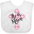 thumbnail image 3 of Inktastic He is Risen Pink Plaid Cross Boys or Girls Baby Bib, 3 of 4