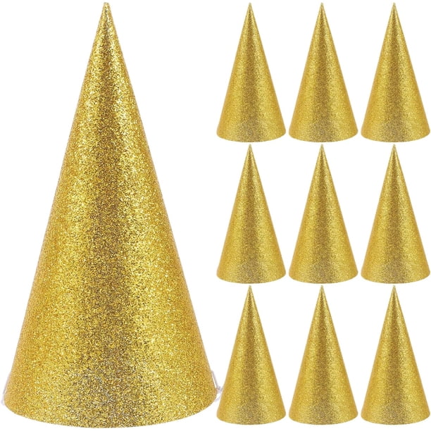 Sombrero de niño pequeño 12 Uds. Sombreros de papel de cono de cumpleaños sombreros de fiesta de cumpleaños para niños suministros de recuerdos de fiesta de cumpleaños niña dorada