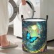 thumbnail image 5 of Balery Enchanted Forest Butterfly A Cesta de ropa redonda con asas, impermeable, independiente, para ropa, juguetes, dormitorio y familia-Medium, 5 of 6
