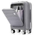thumbnail image 2 of 20-Inch Front Opening Carry-On Luggage with Expandable Travel Bag Set, ABS Two-piece Versatile Combo Suitcase Set with USB Port and Cup Holder, Grey, 2 of 7