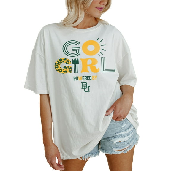 Women's Gameday Couture White Baylor Bears PoweredBy Go Girl Oversized T-Shirt
