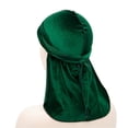 thumbnail image 3 of Premium Velvet for Men and Women, Extra Long Tail Wave Cap, Hip Hop Oversized Bandana Headwrap, Luxury Velvet Hair Bonnet Green, 3 of 3
