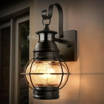 MY.Outdoor Wall Light, Motion Sensor Porch Lights Outdoor Wall Light Fixture,Black Dusk to Dawn Exterior Lighting for House Waterproof Anti-Rust Wall Mount Lantern for Outside,Garage(NO Bulb)