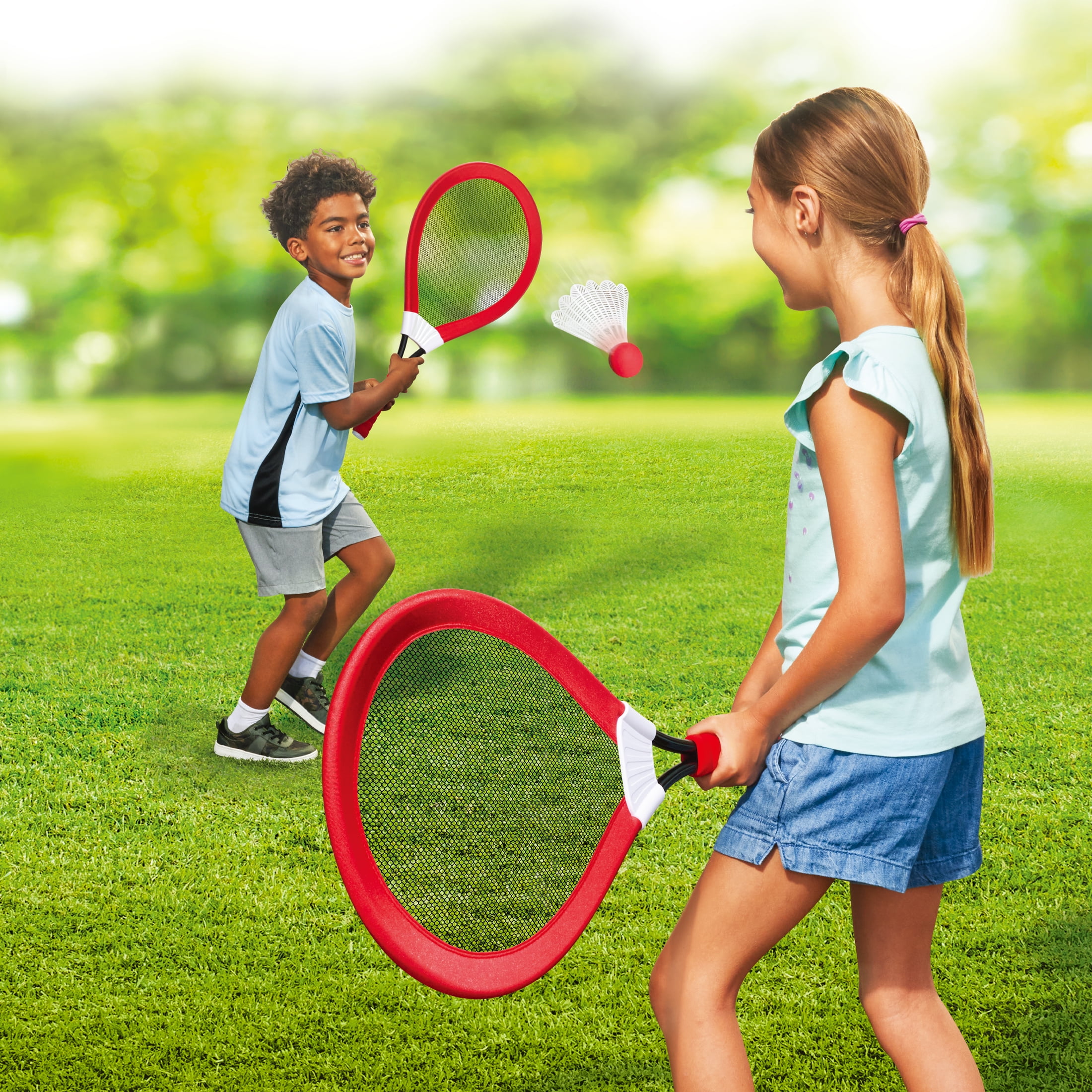 Set Badminton Per Famiglia 2-4 Giocatori | 2 Racchette, 3 Volani, 1 Rete | Per Giardino E Spiaggia