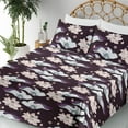 thumbnail image 3 of Ambesonne Vintage Fitted & Flat Sheet with Shams 4 Pcs Set, Floral Wild Boho Flowers, Queen, Dark Maroon and Pale Salmon, 3 of 5