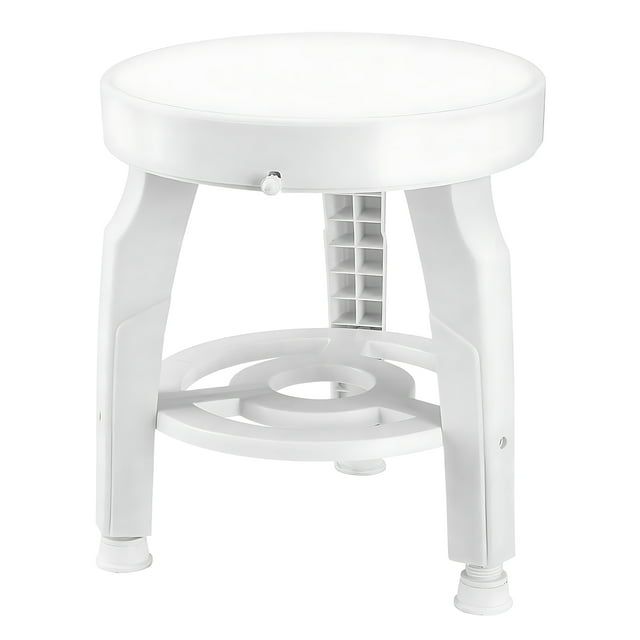 Zootealy Adjustable Round Shower Stool with 360° Rotation and Storage Rack - White, Ideal for Elderly, Pregnant Women and Patients