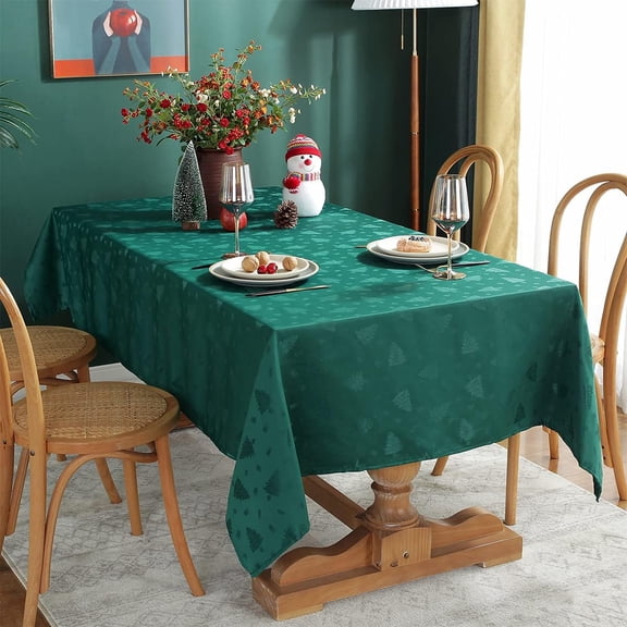 Tablecloth CHRISMAS Pattern Polyester Table Cloth Spill Proof Dust-Proof Wrinkle Resistant Table Cover for Kitchen Dining Tabletop Decoration