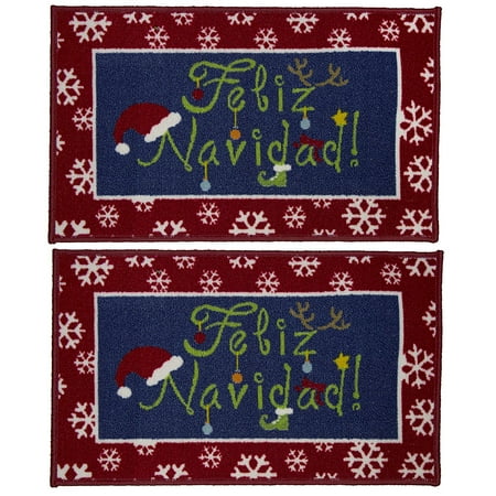 2 Pack Holiday 17” x 29” Doormats For Entrance Way Christmas Rug Nylon Non Slip Latex Indoor Outdoor Floor Mat Decor, Festive holiday.., By Mohawk