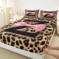 thumbnail image 4 of Erosebridal Cheetah Animal Print Queen Sheet Sets For Girls,Black Letter Z Personalized Gifts Kids Bed Set 4 Pieces, 4 of 6
