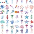 thumbnail image 2 of Paquete de pegatinas Ocean, 50 unidades, calcomanías de vinilo con forma de pez tropical en colores, 2 of 2
