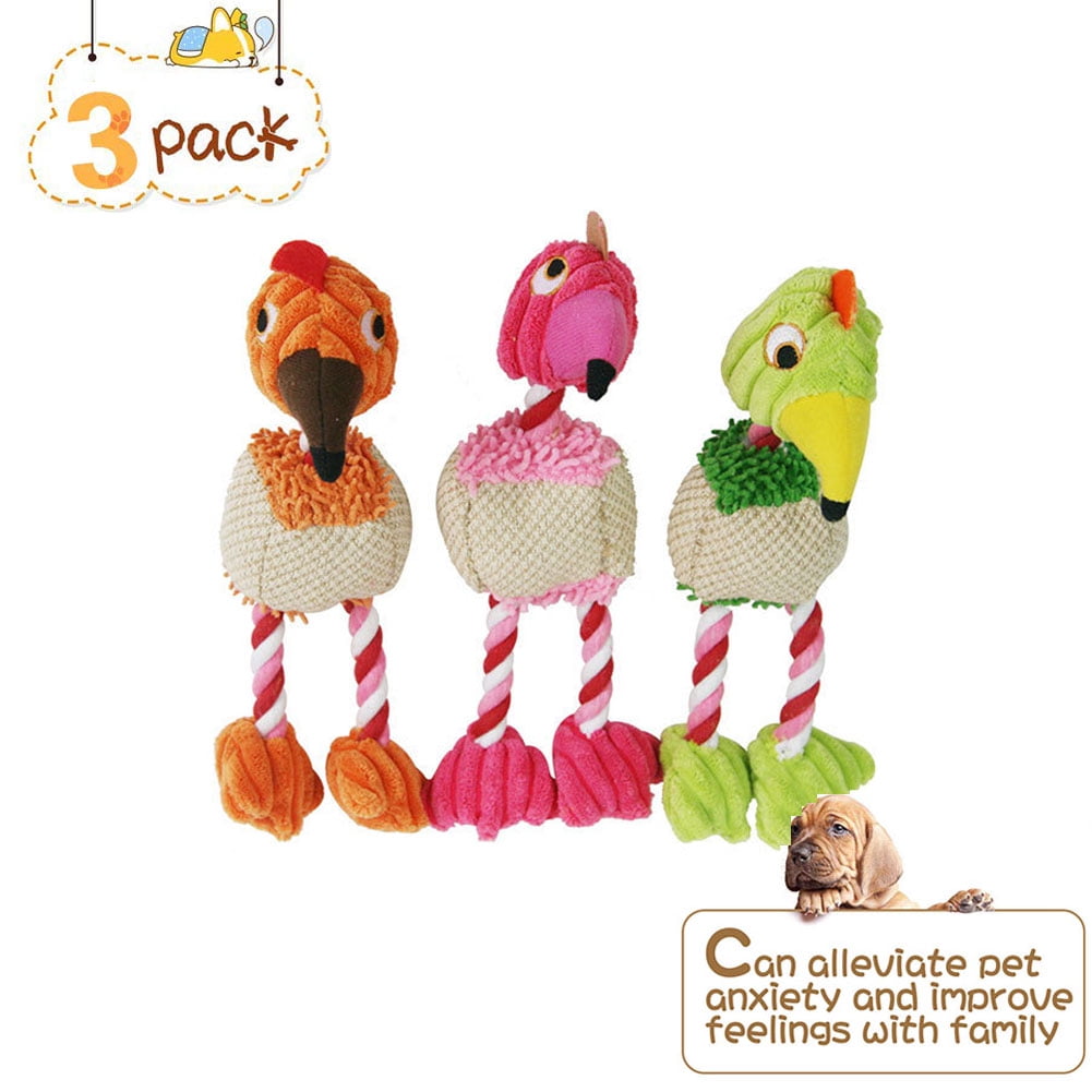 Kepooman Dog Chew Toy for Teething Chewing and Playtime, No Stuffing Plush Animal Dog Squeaky Toy, 3 Pack Set Kepooman Dog Chew Toy for Teething Chewing and Playtime, No Stuffing Plush Animal Dog Squeaky Toy, 3 Pack Set