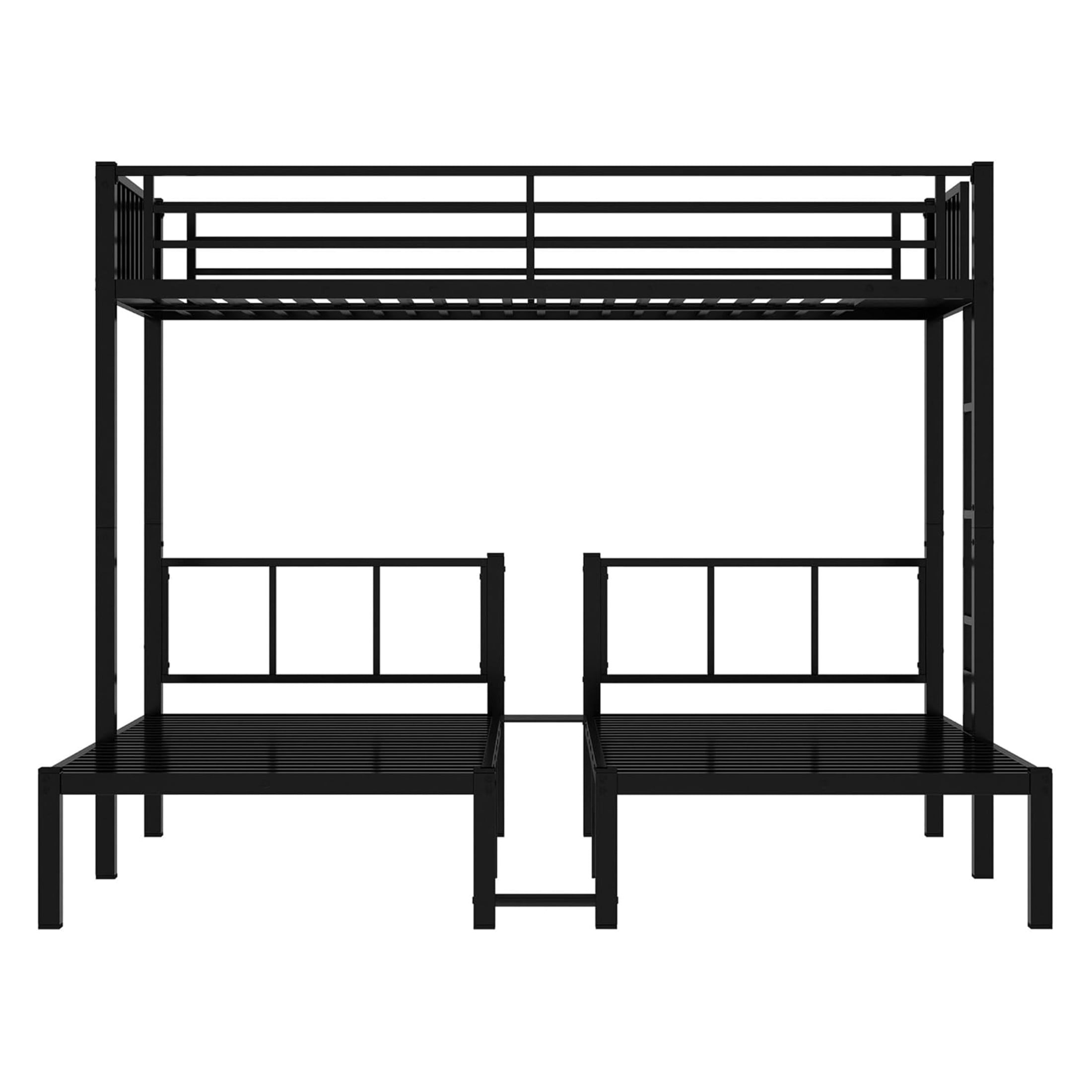 Noble House Triple Bunk Bed for Kids, Metal Twin over Twin over Twin, Convertible Twin Beds, Noise-Reduced, Black