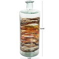 thumbnail image 3 of DecMode 16" Abstract Spanish Bottle Recycled Glass Vase with Swirled Colored Glass Bands, 3 of 10