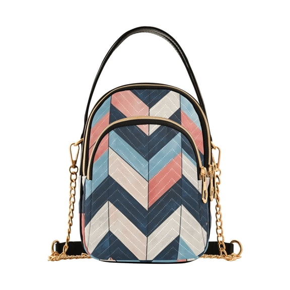 FORMRS Crossbody Bag for Women Quilted Travel Shoulder Cell Phone Purse with Chain Strap Handbag, Pink Geometric