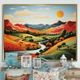 thumbnail image 2 of Designart "Multicolor Minimalist Countryside Field I" Oversized Landscapes Framed Wall Art - Traditional Red Meadow Entryway Framed Wall Art, 2 of 7