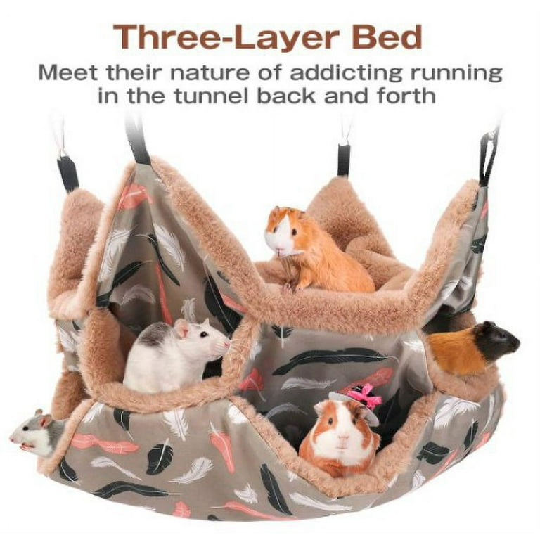Pet Cage Hanging Bed 2-Pack Small Animal Hammocks - 3 Layer Sleeping ...