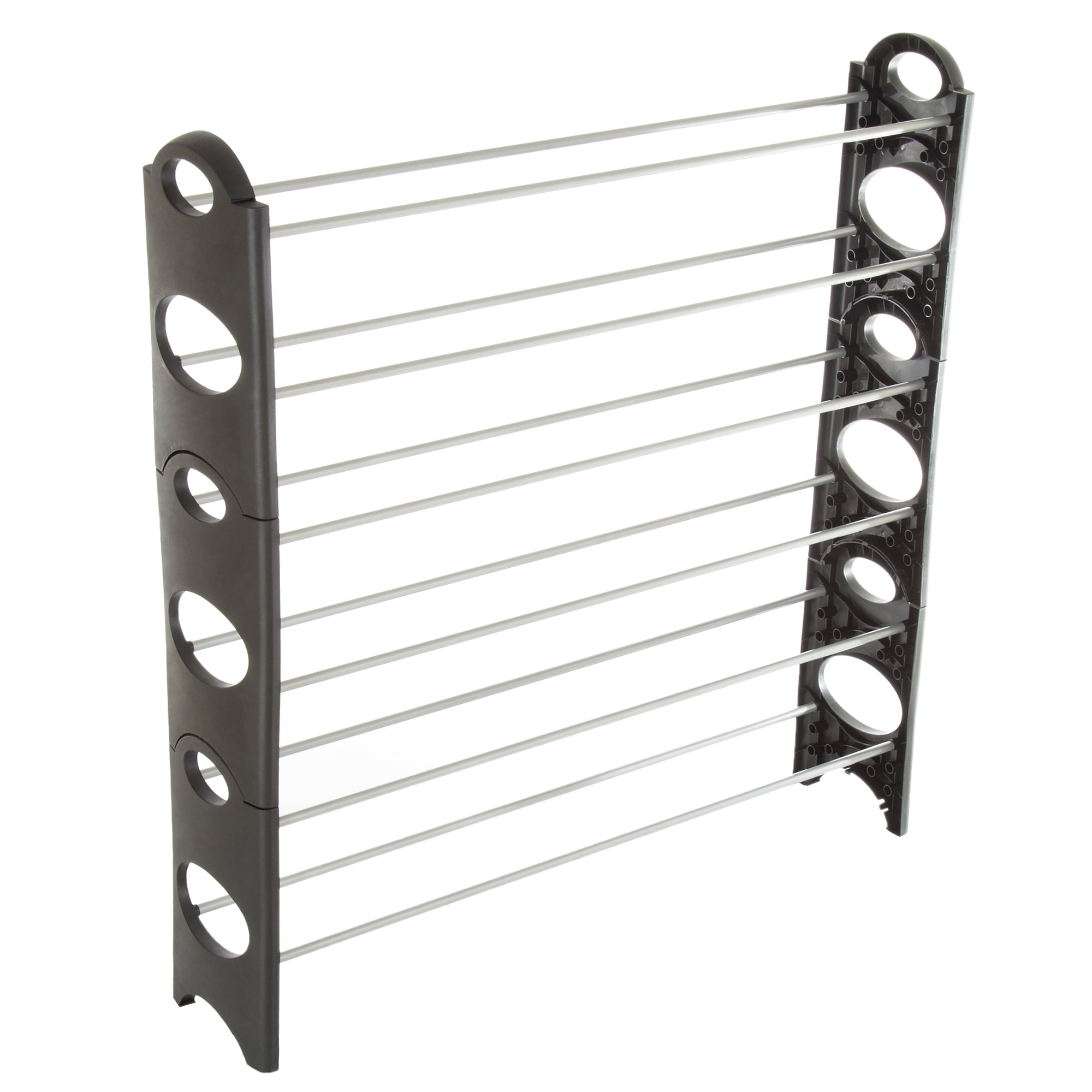 Everyday Home 6-Tier Plastic Stackable Shoe Rack - Holds 24 Pairs (Black)