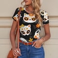 thumbnail image 4 of Goofa Cat Skulls and Flowers Printed Women Rash Guard Short Sleeve,Tummy control Swimsuit Surfing Swimsuit Bathing Suit One Piece Swimsuit UPF 50-X-Large, 4 of 9