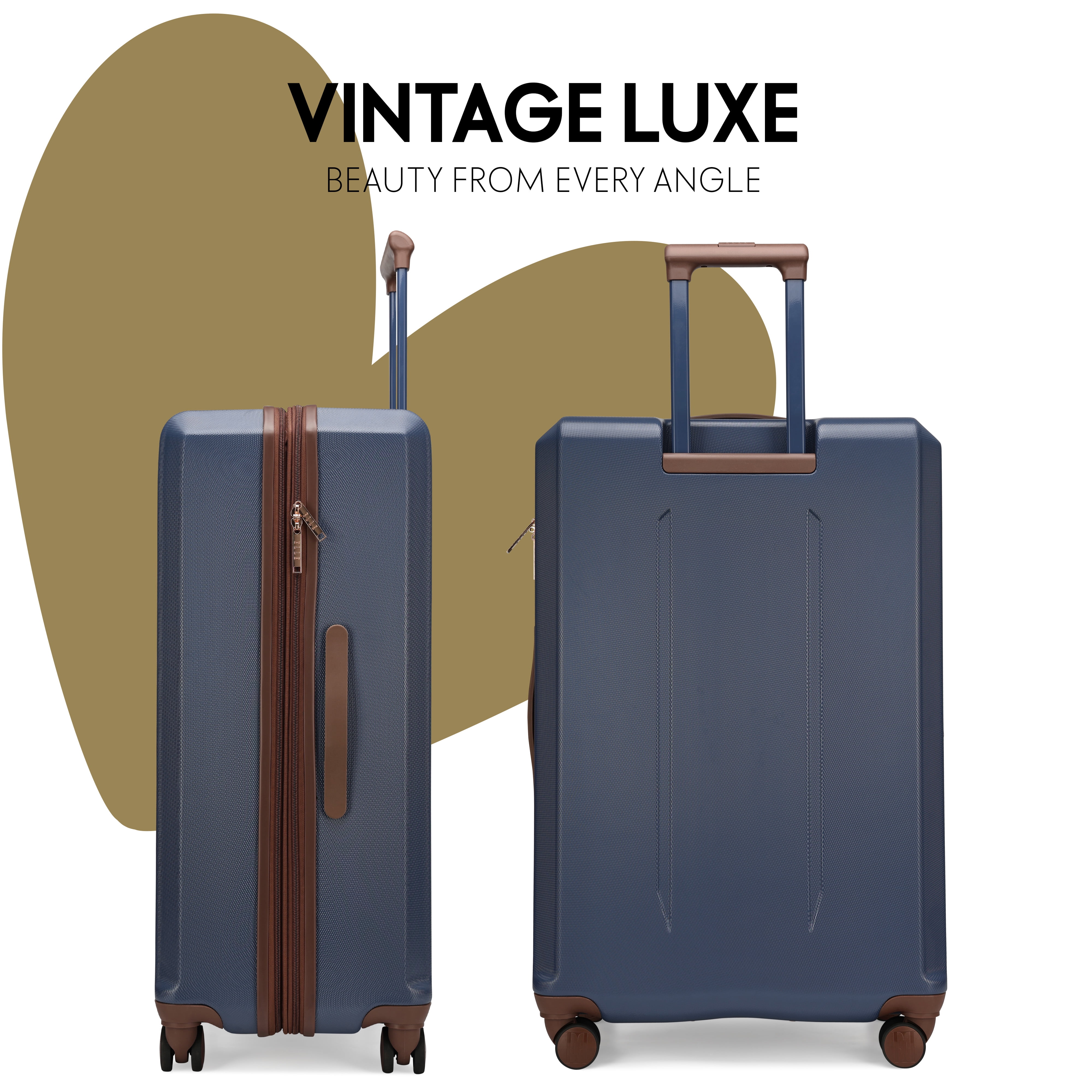 ELLE Luxe Journey 3 Piece Expandable Retro Spinner Luggage Set | Navy