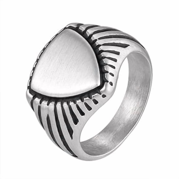 VNOX Men's Stainless Steel Brushed Triangle Signet Ring Silver Tone Minimalist Statement Ring Everyday Wear Birthday Gift
