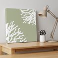 thumbnail image 4 of Ships Next Day Canvas Wall Art 8"x8",Coral Sage Green Wood Framed Canvas Print Painting,Coastal White Ocean Marine Nautical Beach Ready to Hang Small Picture Wall Decor for Bathroom Nursery Kitchen, 4 of 9