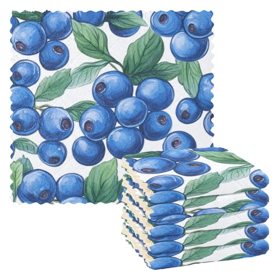 6 Pieces of Kitchen Towels 11x11Inch Kitchen Dish Cloths Kitchen Dish Towels Reuseable Cleaning Cloths Large Blueberry