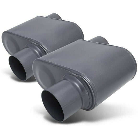 EPA 2X 2.25"Offset Inlet/Outlet Race Performance Chambered Exhaust Muffler Grey