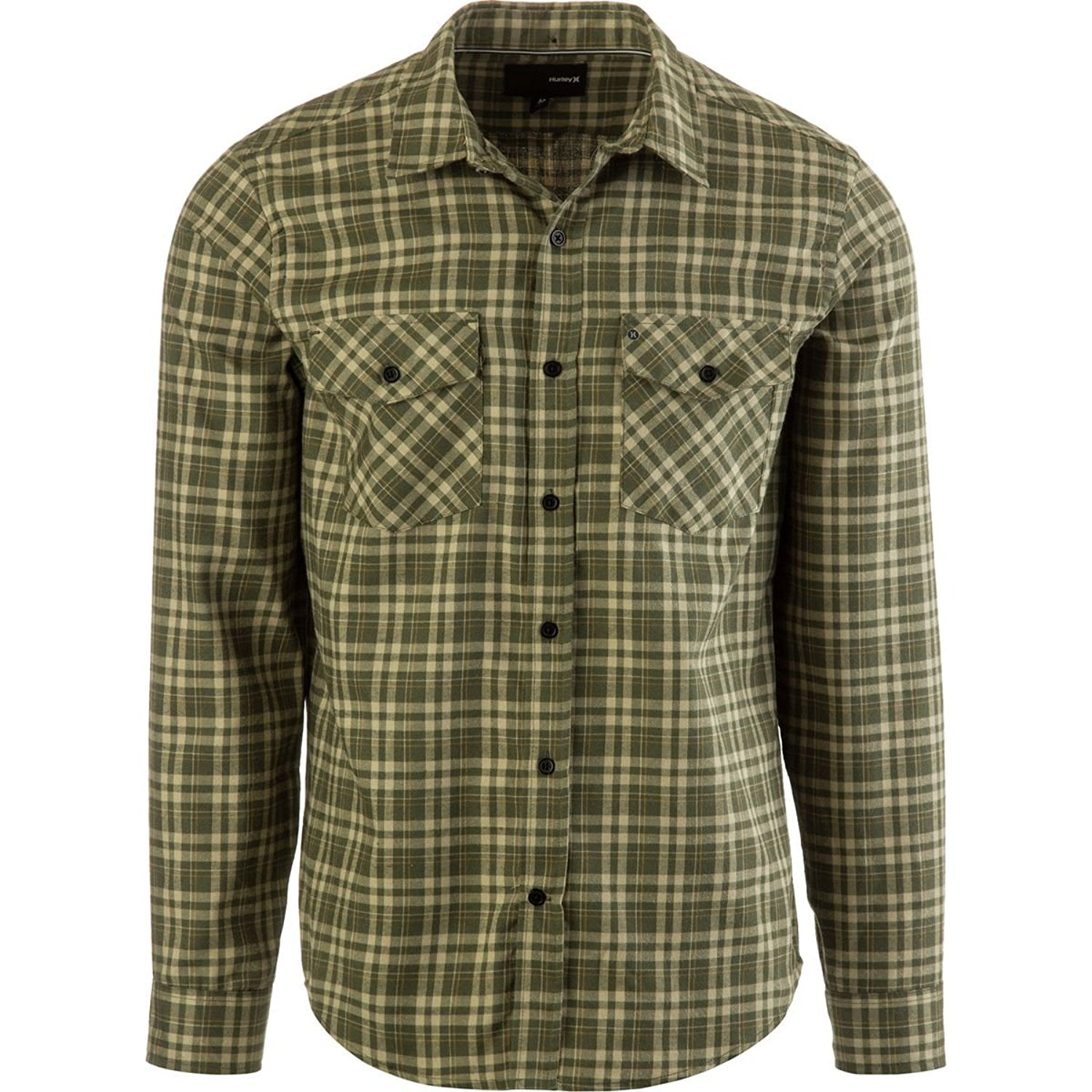 Hurley Dri-Fit Cascade Longsleeve Plaid Flannel Shirt, Cargo/Khaki ...