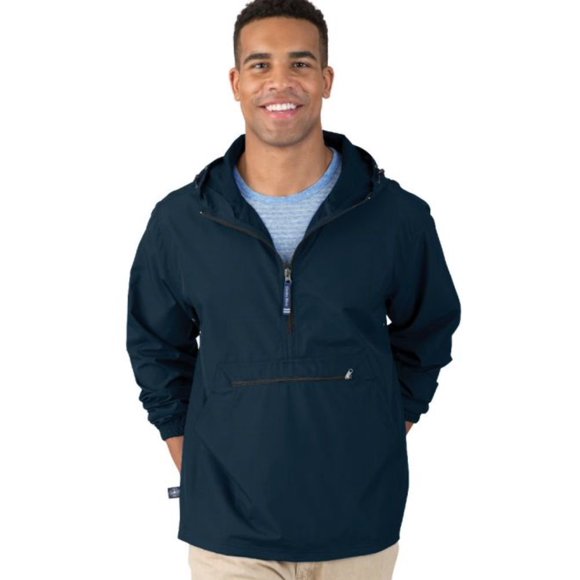 Charles River Apparel Unisex-Adult's Pack-N-Go Windbreaker Pullover (Regular & Extended Sizes), Navy, L