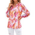 thumbnail image 2 of Fantaslook Floral V Neck Blouses for Women Loose Lined Flowy Shirts Trendy Smocked Cuff Long Sleeve Tops, 2 of 9