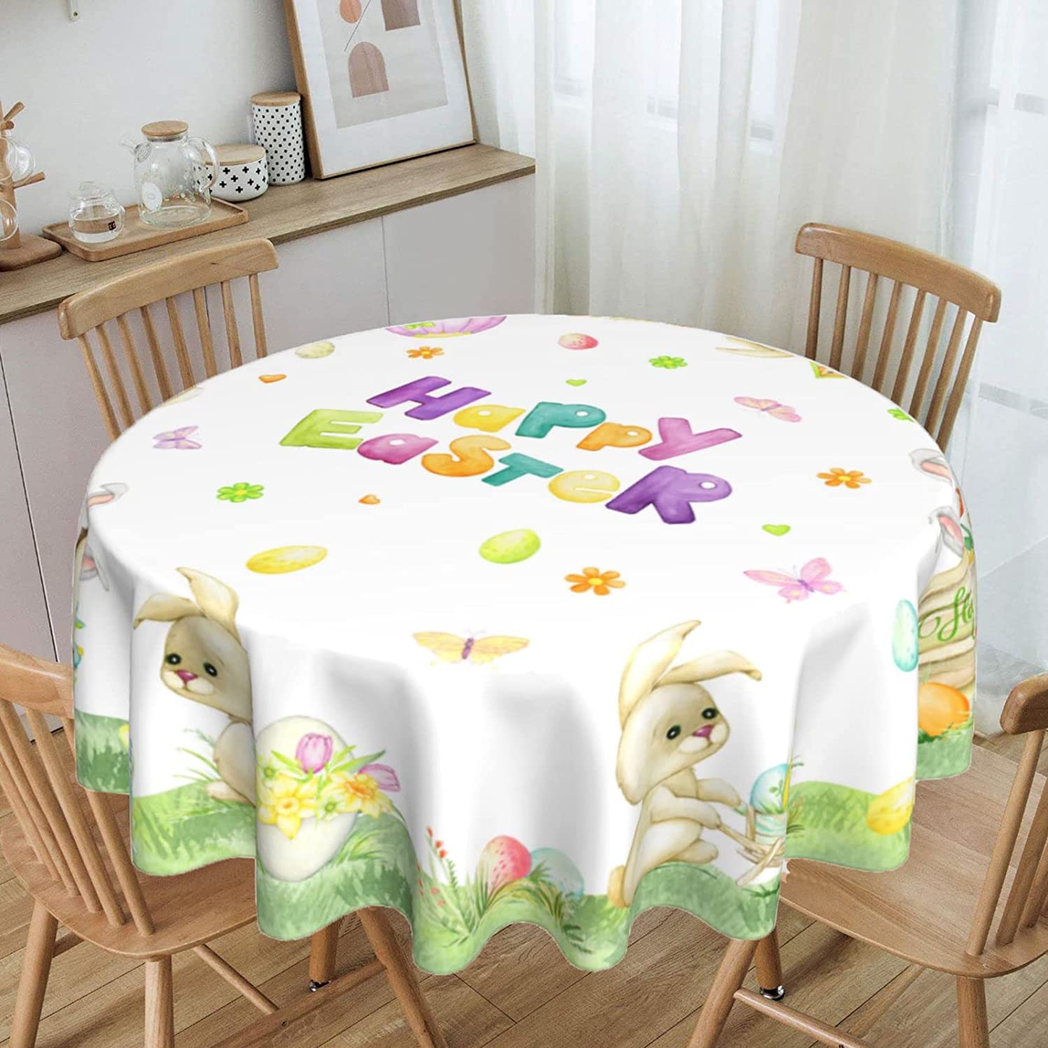 Easter Tablecloth Round 60 Inch Spring Easter Decorations for The Home