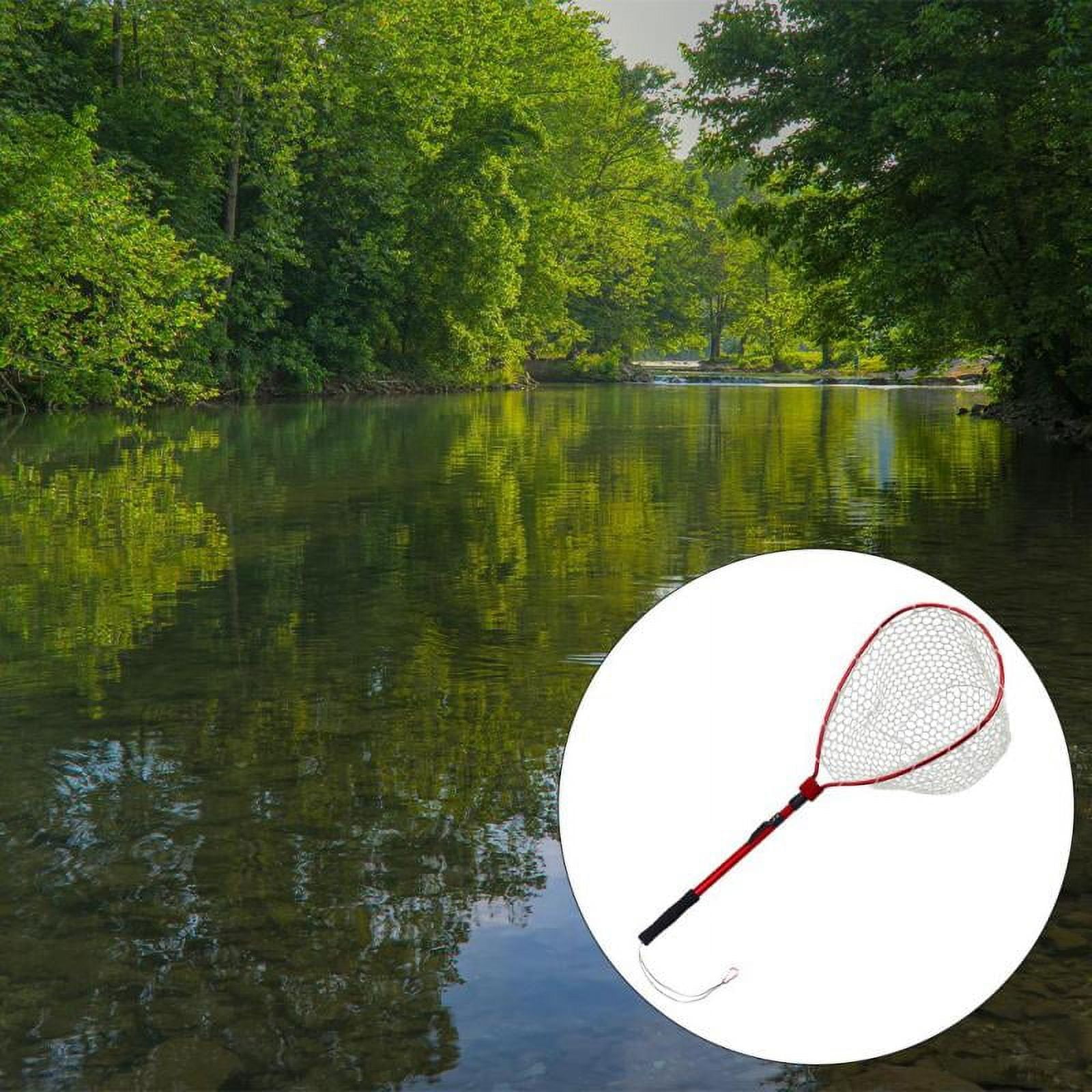 AYNEFY Rubber Fishing Net, Outdoor Fly Fishing Landing Net Clear Rubber Replacement Mesh Bag