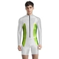 thumbnail image 1 of iiniim Men's Color Block Long Sleeve Surfing Swimsuit Zipper Bathing Suit Sun Protection Rash Guard White L, 1 of 5