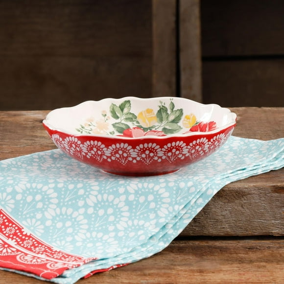 The Pioneer Woman Betsy 7.5-Inch Pasta Bowl Set, Red